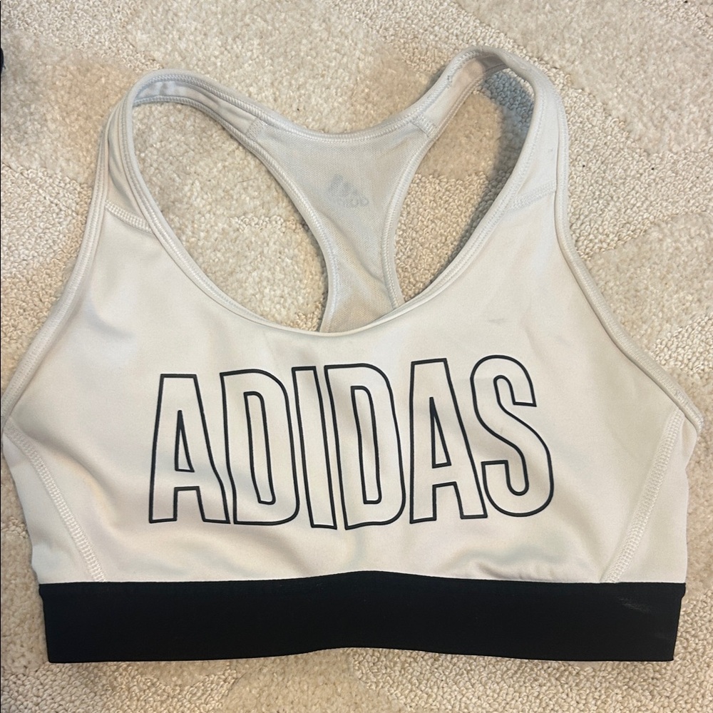 Adidas Women's White and Black Sports Bra